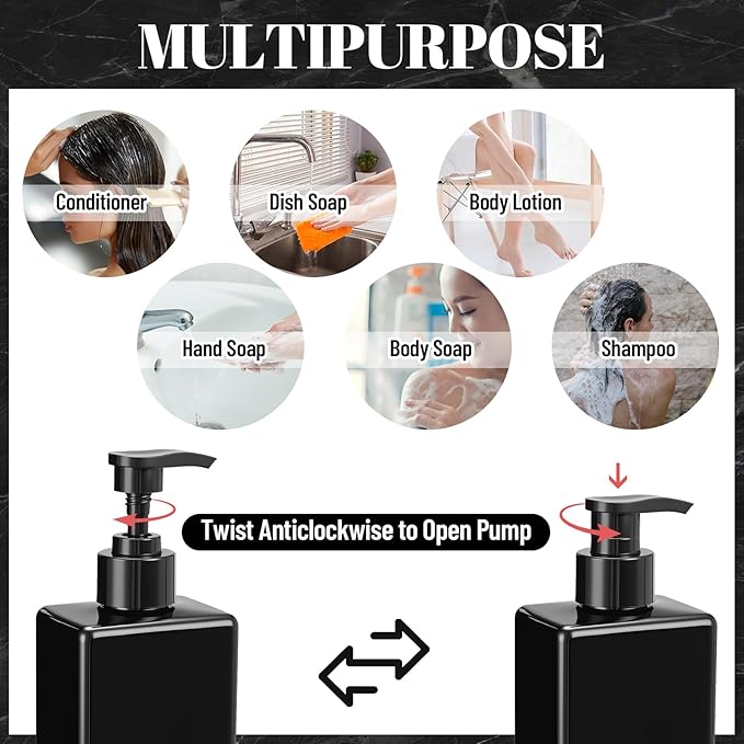 Tanlade 6 Pcs Shampoo and Conditioner Dispenser Bottles 16oz Modern Shower Soap - Image 4