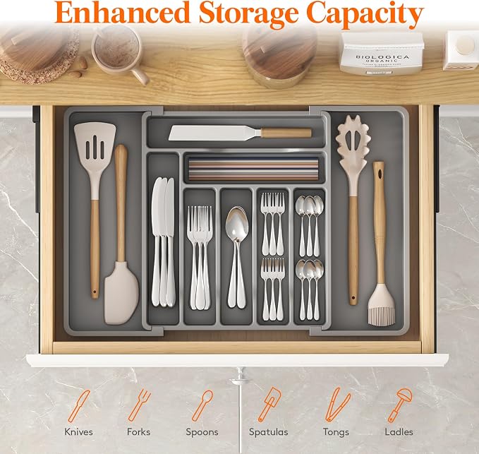 Lifewit Silverware Drawer Organizer, Expandable Utensil Organizer - Image 2