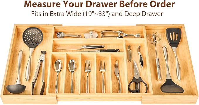 Umilife Extra Large Expandable Kitchen Siverware Utensils Drawer Organizer - Image 5