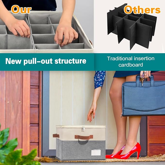 Shoe Organizer for Closet, Foldable Shoe Storage Bins - Image 3