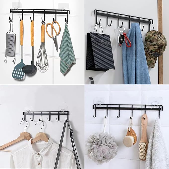 Myfolrena Adhesive Kitchen Hooks Utensil Hanger Holder Hanging Rack 2 Pack - Image 2