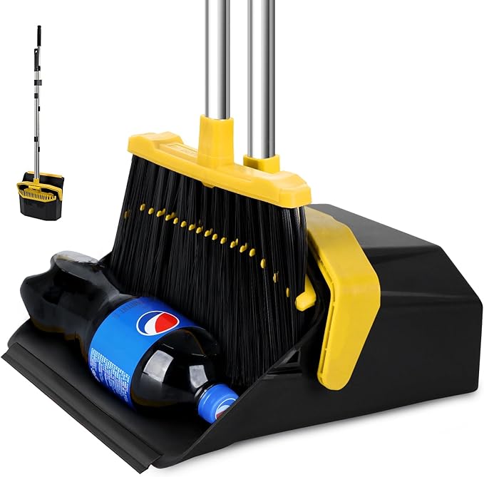 Broom with Dustpan Combo Set, Brooms and Dustpans Sets with 51'' Long Handle by Tiumso