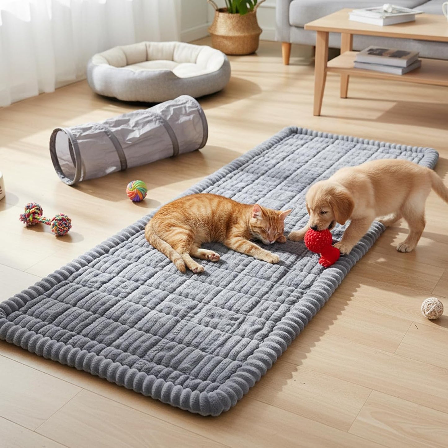 Fixwal Waterproof Dog Couch Cover, Washable Non-Slip Pet Couch Covers for Sofa, Leak-Proof Sofa Protector for Dogs, Pet Friendly Thick Soft Fuzzy Furniture Cover (Grey, 27.6" x 59.1")