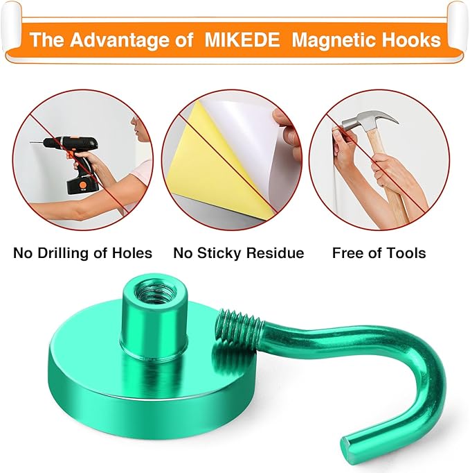 MIKEDE Magnetic Hooks, 40Lbs+ Heavy Duty Magnet Hooks - Image 4