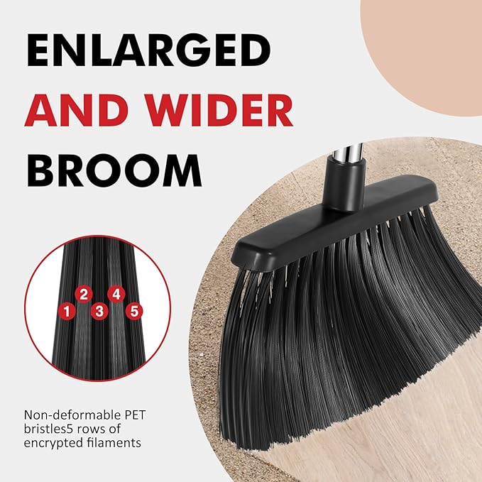 NACENA Heavy Duty Broom, 55 Inch Long Handle Outdoor Large Angle Brooms - Image 4
