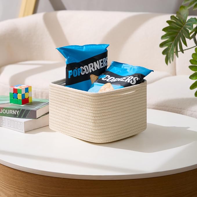 Small Organizing Baskets for Cubes Shelf, 9.7x9.7x7.1 Inch Rope Woven Storage - Image 5