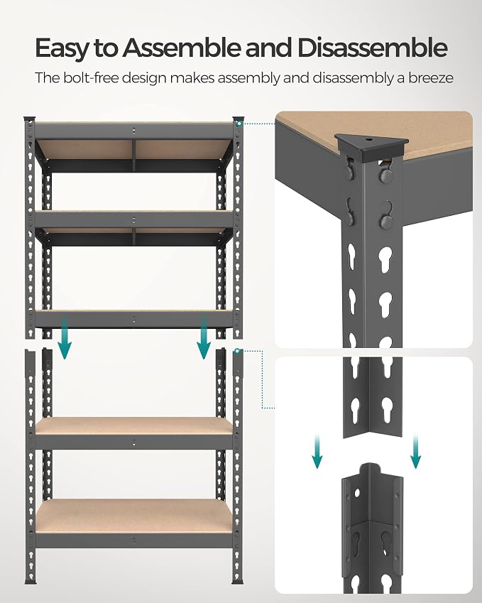 SONGMICS 5-Tier Storage Shelves, Load 2310 lb, Boltless Assembly, Adjustable - Image 6