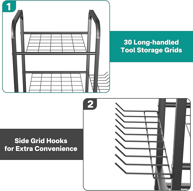 EVERHANGER Garden Tool Organizer and Storage, Yard Tool Stand Garage Tool