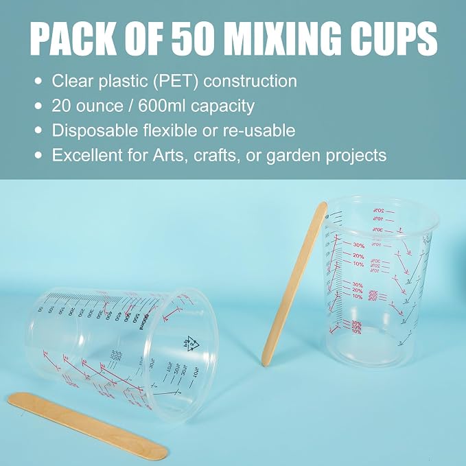 50-Pack Mixing Cups Set Paint Mixing Cups 20 oz - Image 3
