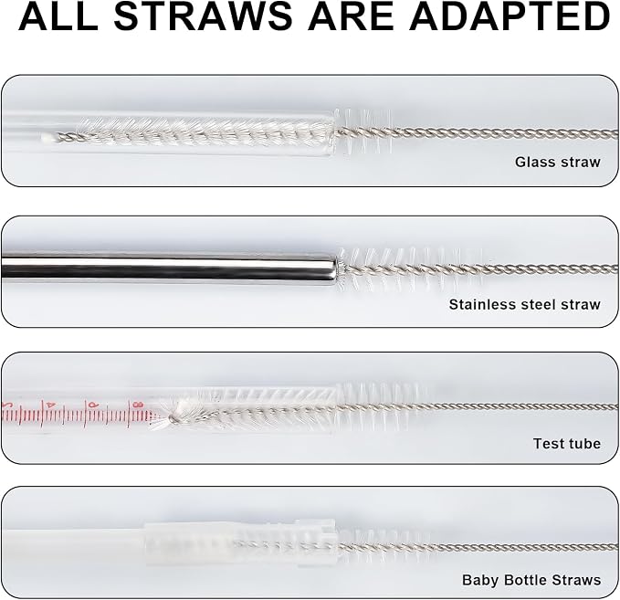 Straw Cleaner Brush Set, 12-Piece 11.8 Inch Long Botthle Cleaning Brush - Image 6