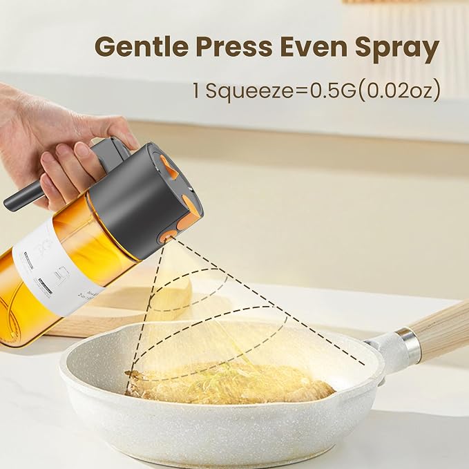 Upgrade 2 in 1 Oil Sprayer for Cooking, 17oz Light-Blocking Glass Olive Oil - Image 2