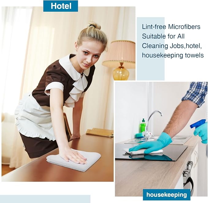 200 Pieces Microfiber Cleaning Cloths Bulk Absorbent Microfiber Towels Reusable - Image 4
