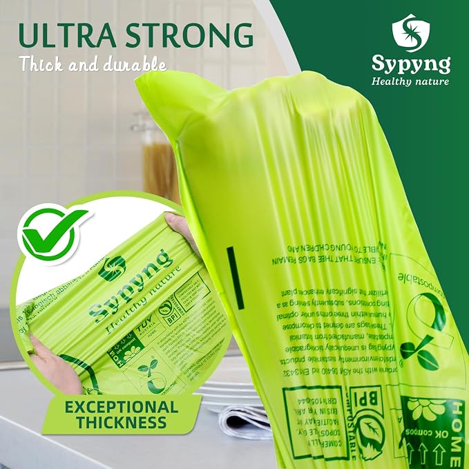 13-17 Gallon Compostable Trash Bags Heavy-Duty & Durable, 1.1 Mil Thick | 100% - Image 9