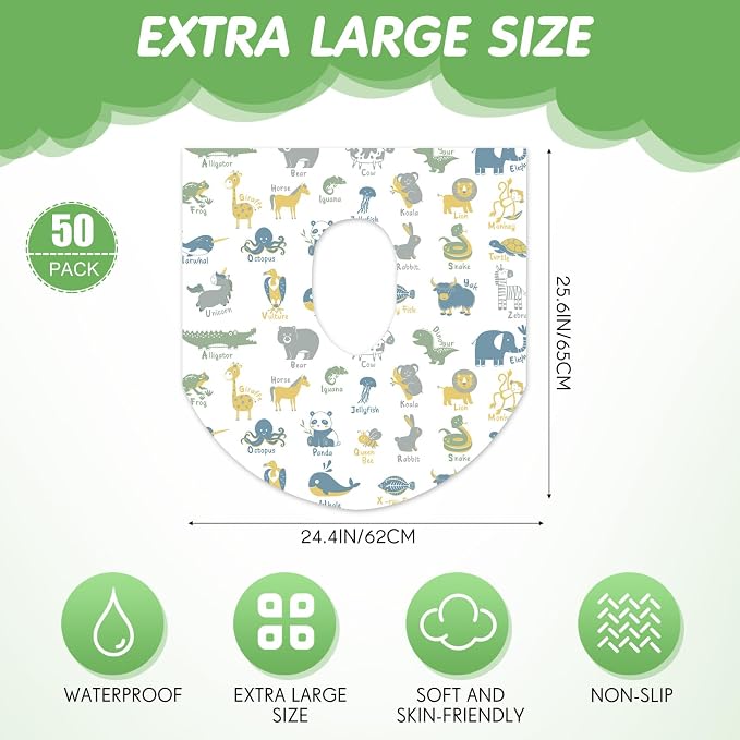 50 Packs Disposable Toilet Seat Covers Extra Large Individually Wrapped - Image 2