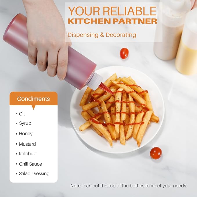 Squeeze Bottles, 16oz Plastic Condiment Squeeze Bottles - Image 4