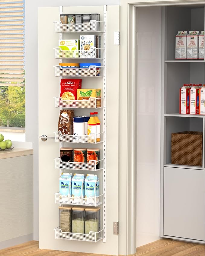 12.3" W Narrow Over the Door Pantry Organizer, 8-Tier Over the Door Organizer by VyGrow