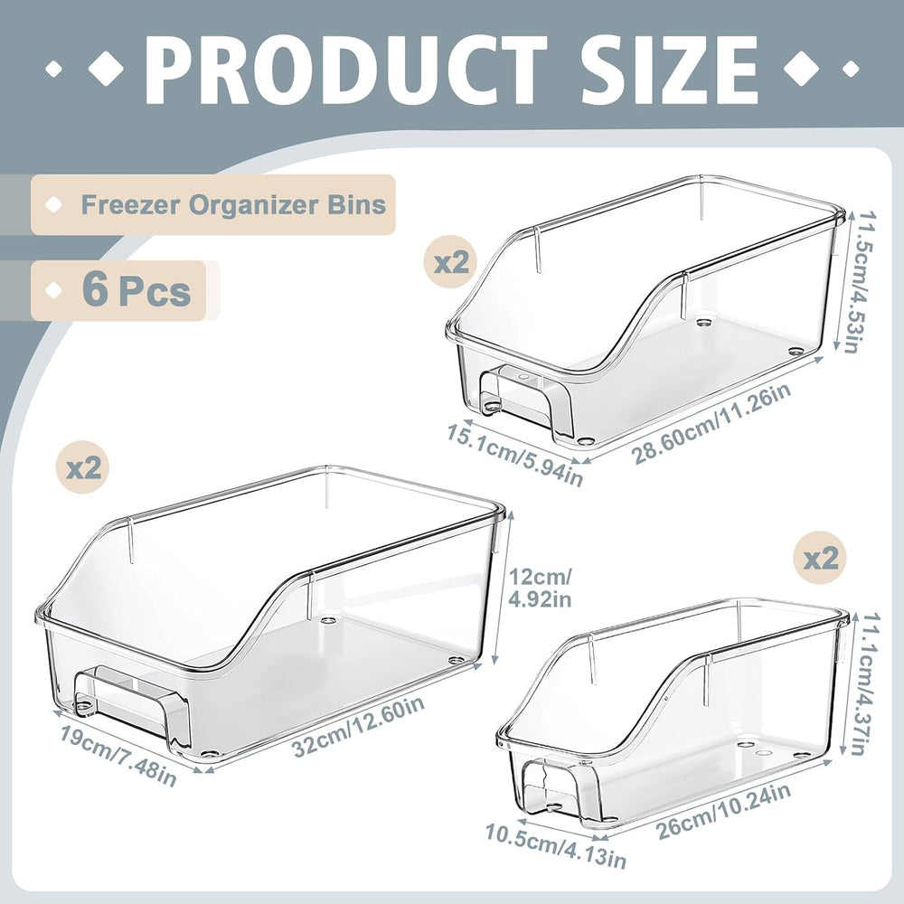 LemonRoad 6 Packs Pantry Organizers and Storage Freezer Clear Organizer Bins ...