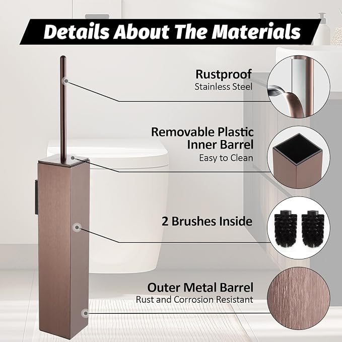 BGL Toilet Brush and Holder Set Rose Gold Wall Mounted - Image 3