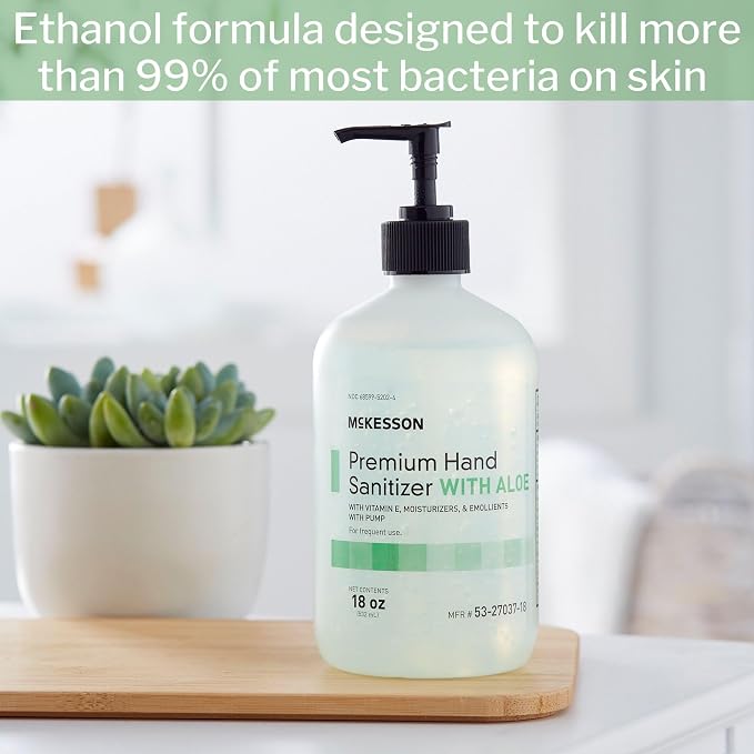 McKesson Hand Sanitizer with Aloe, 18 oz Pump Bottle – 70% Ethyl Alcohol - Image 4