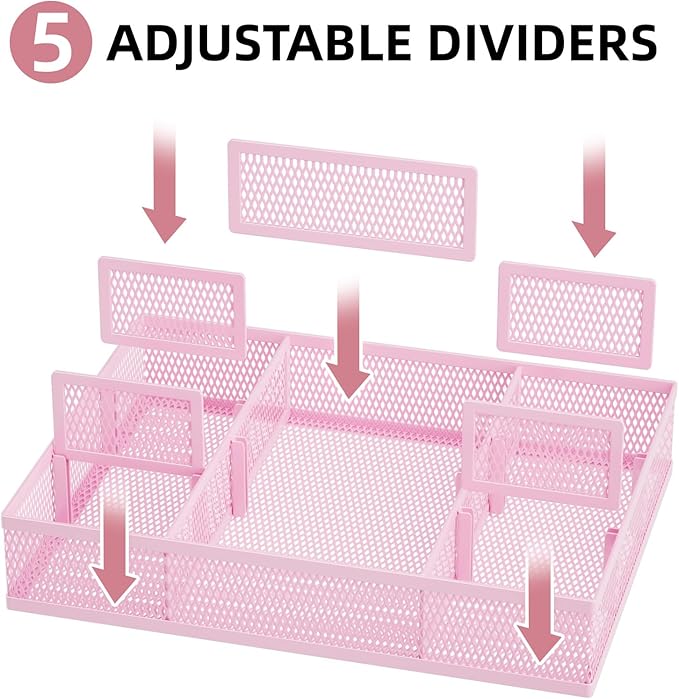 Marbrasse 2 Pack Desk Drawer Organizer, Mesh Drawer Organizer Tray - Image 2