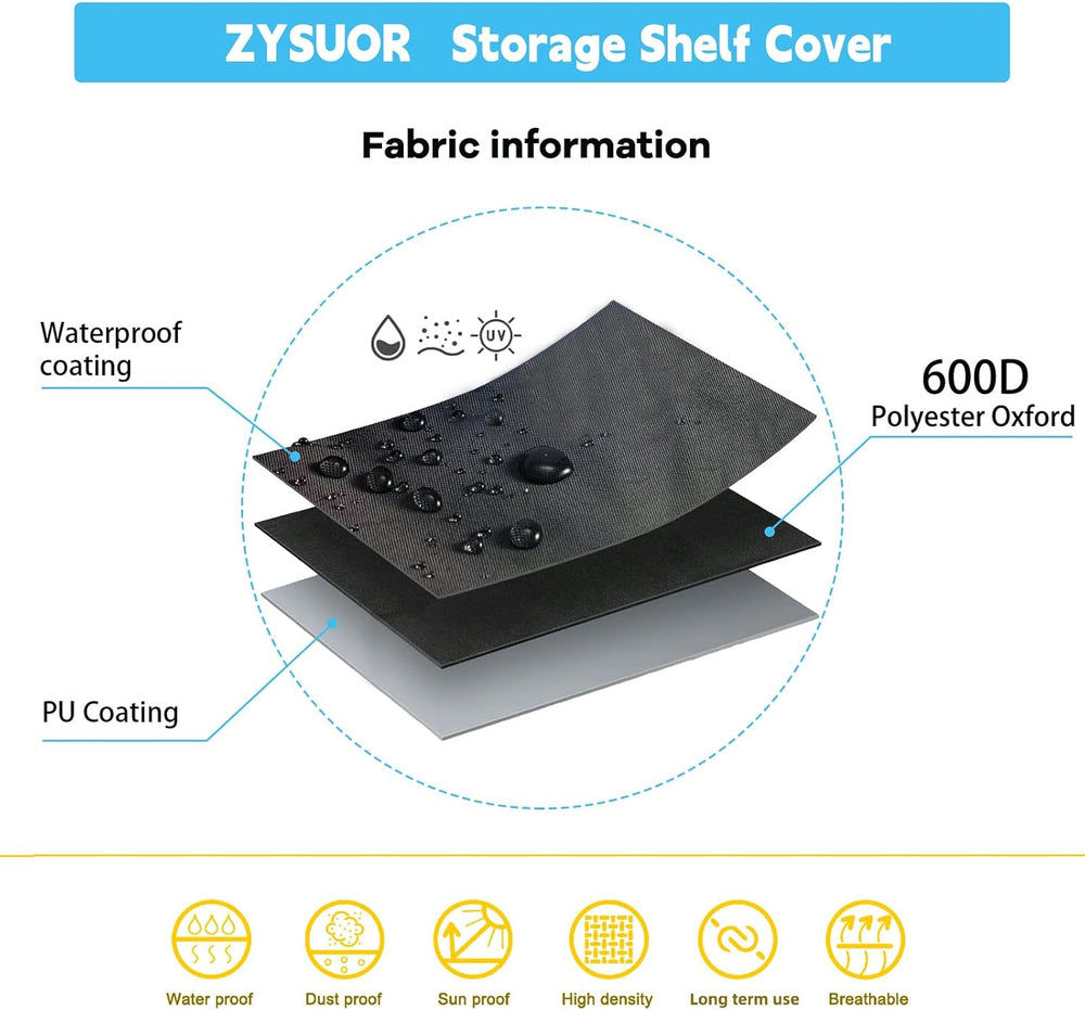 Waterproof Shelf Cover for Storage Shelving, Fits 30"W x 14"D x 62&...
