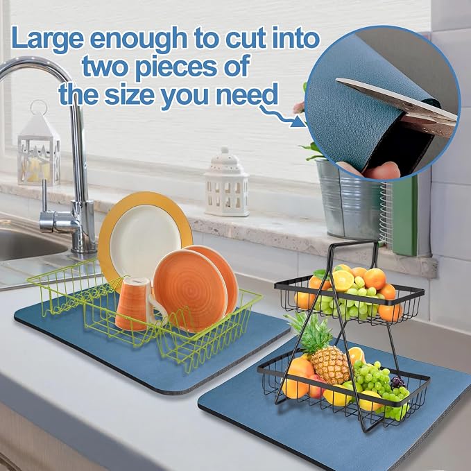 Dish Drying Mat for Kitchen Counter, Hide Stain Anti Absorbent for Kitchen - Image 4