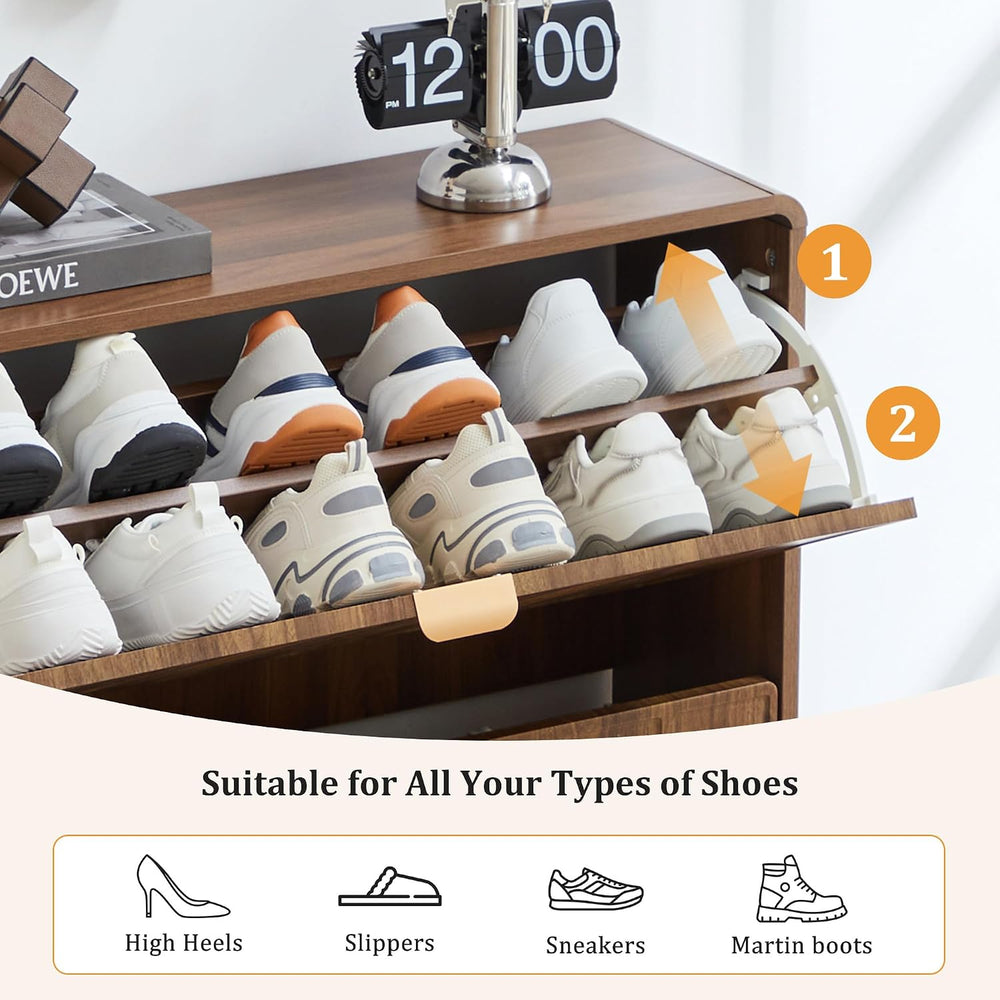 ORRD Shoe Storage Cabinet for Entryway with 2 Flip Drawers Set of 2, Freestan...