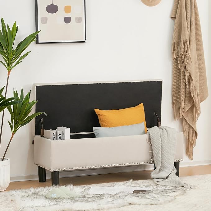 Furnimart 42.5 Inch Storage Ottoman Bench, Flip Top End of Bed Storage Bench - Image 4