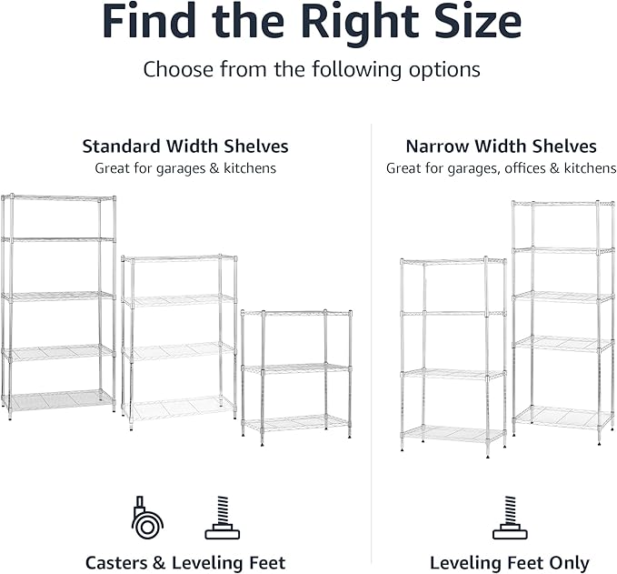 Amazon Basics 5-Shelf Adjustable, Storage Shelving Unit, Steel Organizer Wire - Image 4