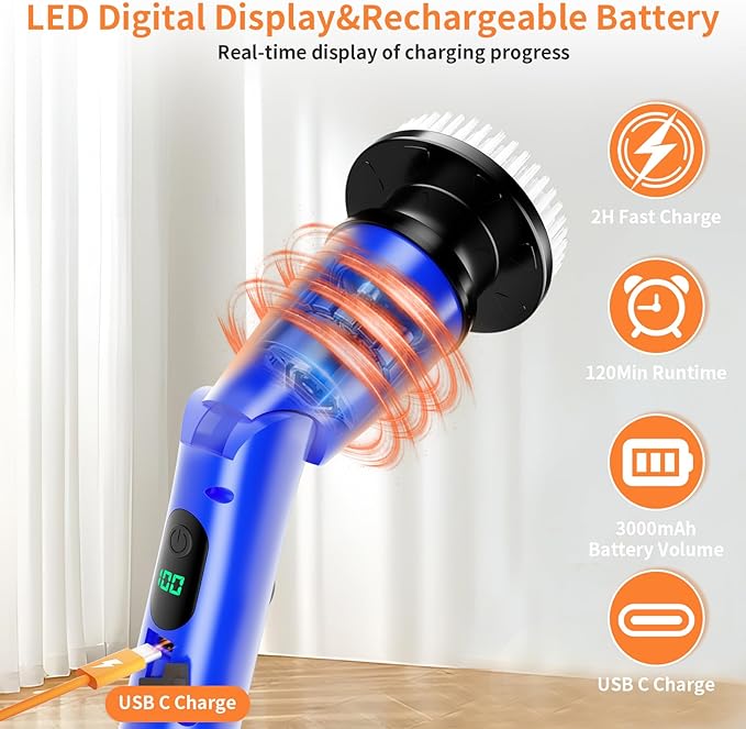 11 in 1 Electric Spin Scrubber Cordless Cleaning Brush 3 Adjustable Angles 2 - Image 4