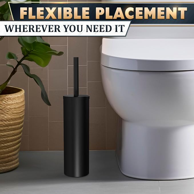 Black Toilet Brush and Holder Set - Image 9