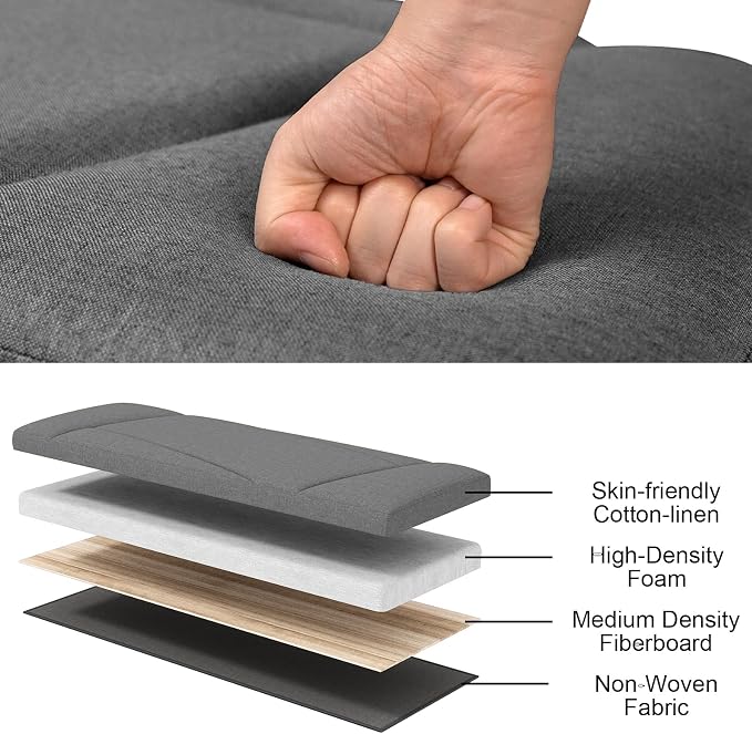 Ottoman with Storage, 43 Inches Folding Storage Ottoman Bench - Image 4