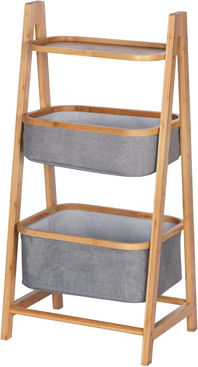 WENKO Shelving Unit with Two Storage Baskets, Open Shelf for Bathroom, Bedroo...