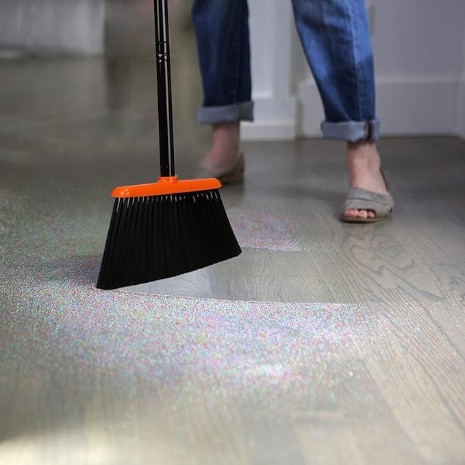 TreeLen Angle Broom and Dustpan Set, Dust Pan Snaps On Broom Handles Orange - Image 2