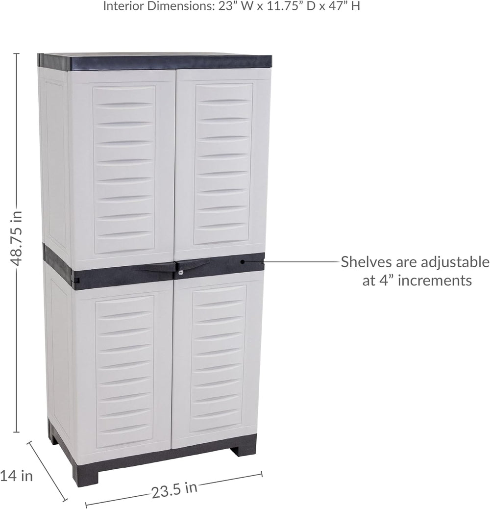Sunnydaze 48" Garage Storage Cabinet with Locking Doors & Shelves, Gray