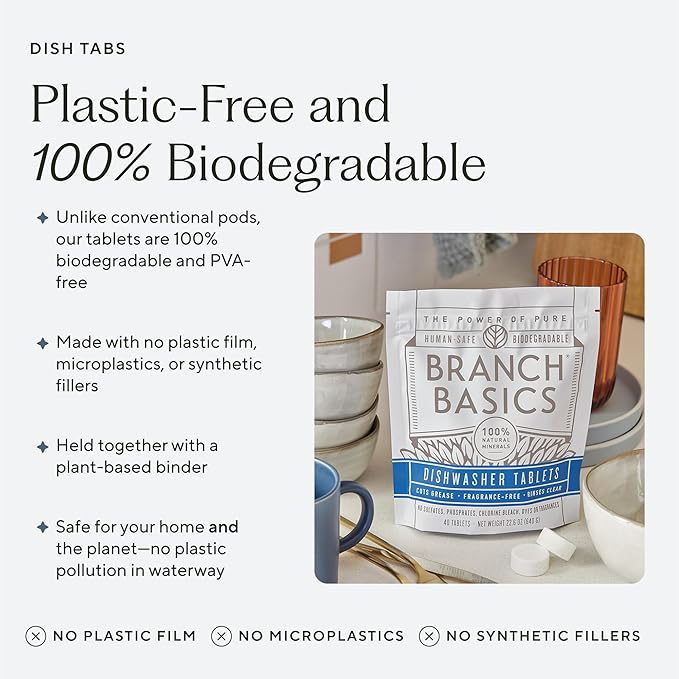 Branch Basics Dishwasher Tablets – 40 Ct, 3 Pack | Plastic-Free, Fragrance-Free - Image 5