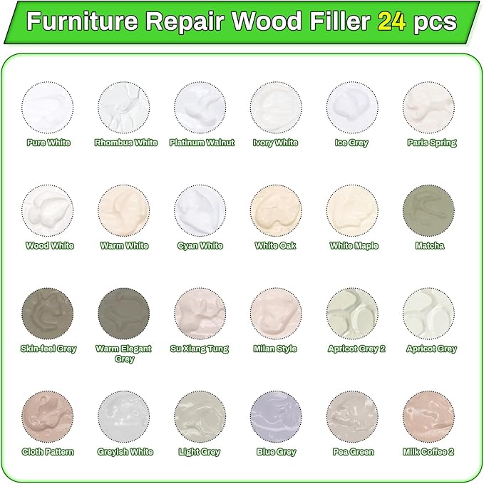 Wood Furniture Repair Kit, 24 Colors Wood Fillers, Scratch Repair Covers & - Image 3