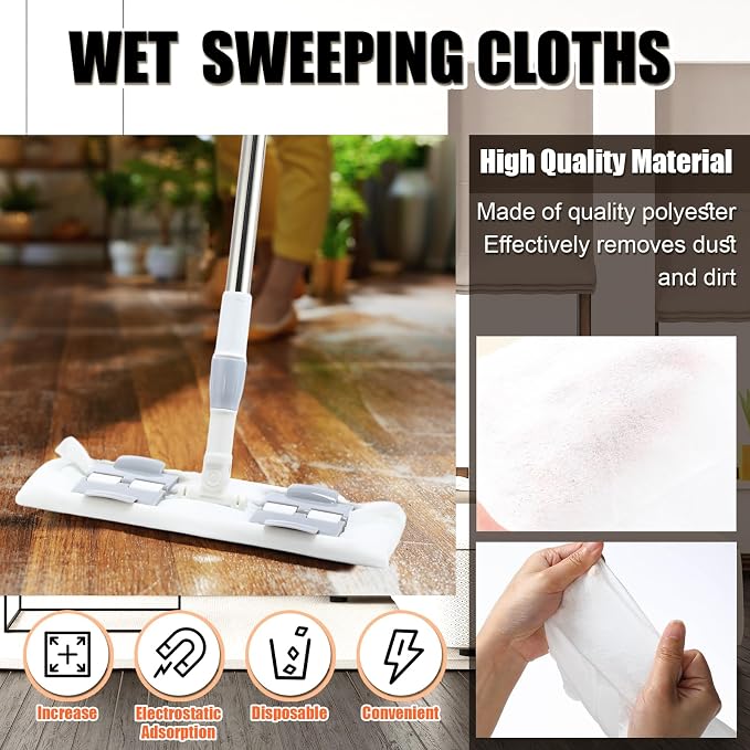 100 Counts Sweeper Wet Mopping Cloths 17.7 x 11.8'' X Large Wet Mop Pads - Image 4