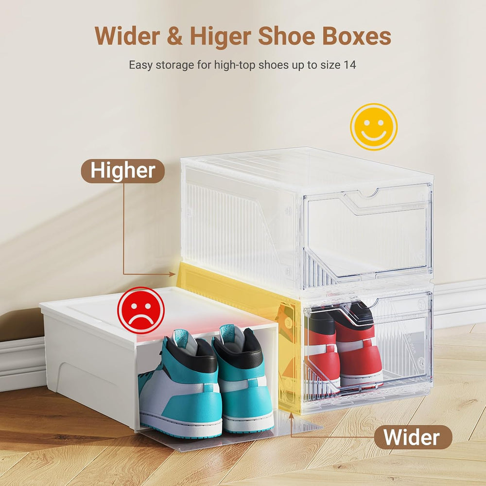 BROVIEW XX-Large Shoe Sneaker Storage Boxes for Size 14, 12 Pack Shoe Boxes