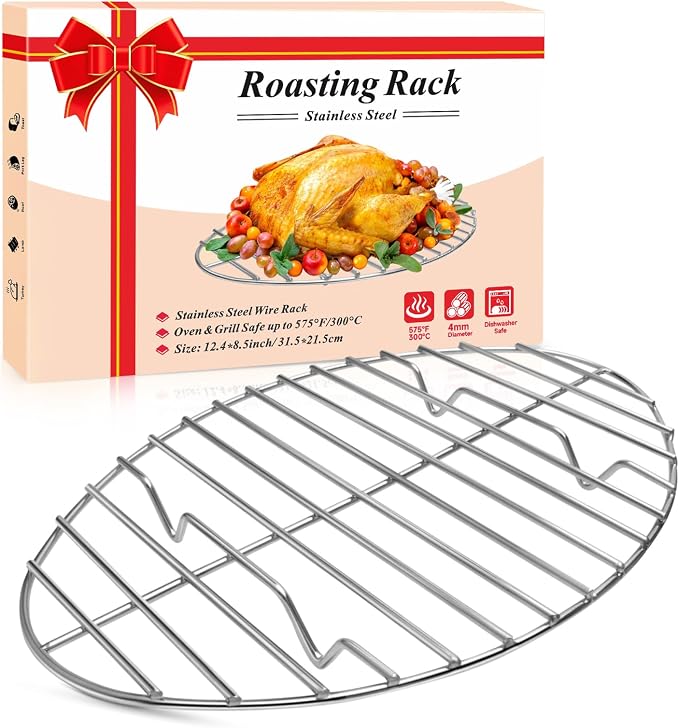 12inch Oval Roasting Rack for Oven, Gifts for Mom Men Wife, Stainless Steel by DePango