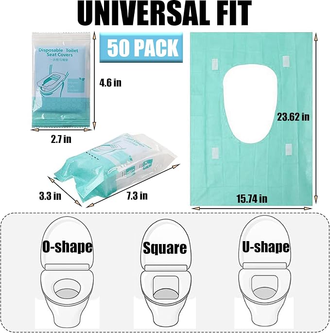 50 Pack Toilet Seat Covers Disposable 16x24 Inch XL Portable Toilet Liners - Image 2