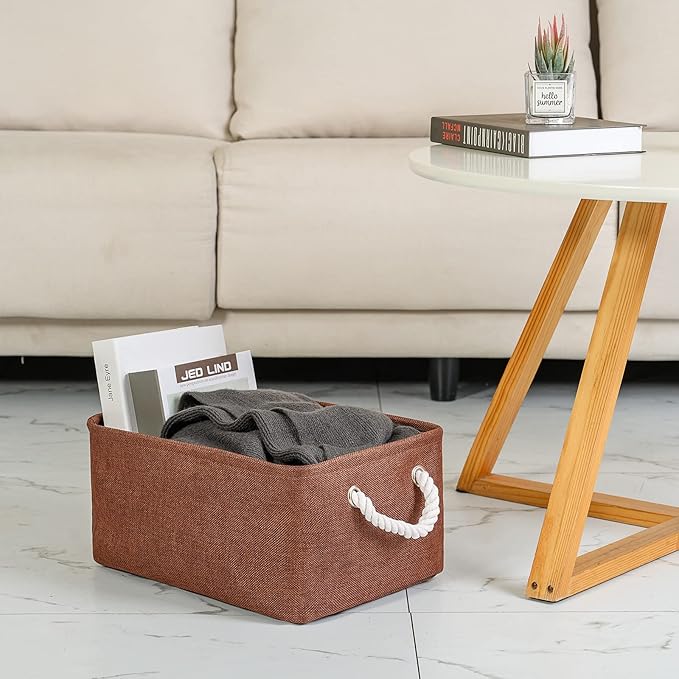 TheWarmHome Decorative Basket Rectangular Fabric Storage Bin Organizer Basket - Image 2