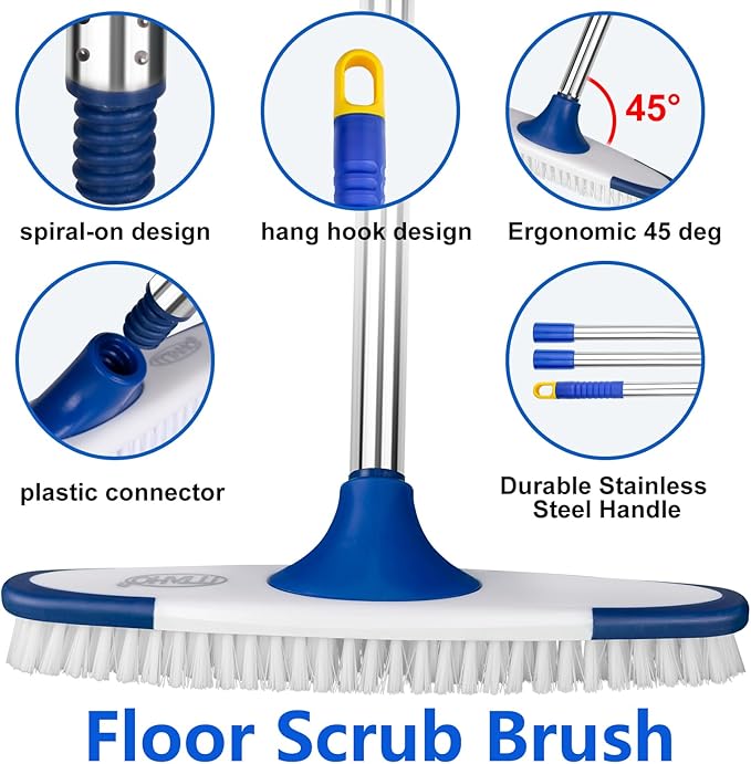 ITTAHO Floor Scrub Brush with Long Handle - Image 3