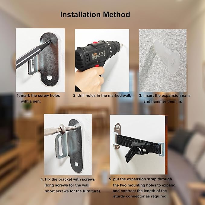 Furniture Anchors for Baby Proofing, Anti Tip Furniture Anchors, Furniture Wall - Image 4