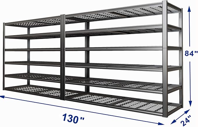 65" W Garage Shelving Heavy Duty, 6 Tier Garage Shelves, Adjustable Storage - Image 2