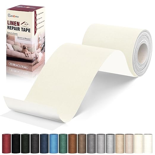 Linen Repair Tape 4x79 inch, Self Adhesive Fabric Patches, Linen Patch Tape Kit by Cahomo