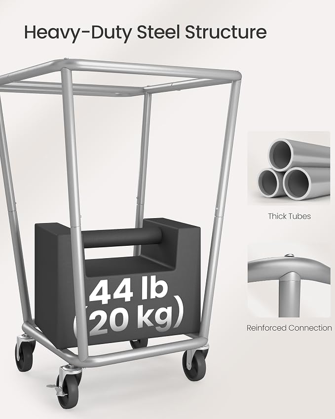 SONGMICS Laundry Basket with Wheels, 34.3 Gallons Rolling Laundry Hamper with - Image 4