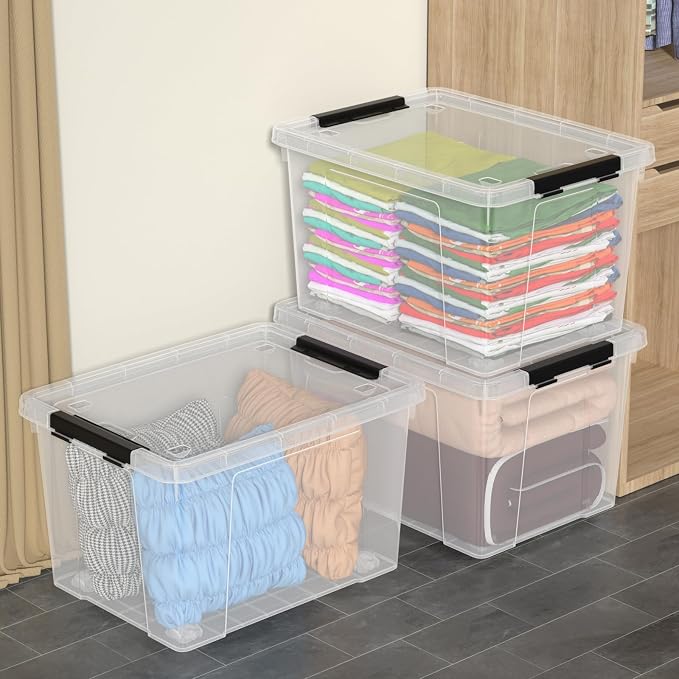 4 Pack Large Clear Plastic Storage Bins - Image 5