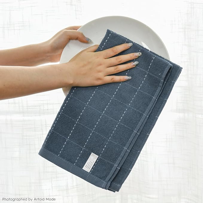 Artoid Mode Checkered Designed Cotton Beige Grey Terry Kitchen Dish Towels - Image 5