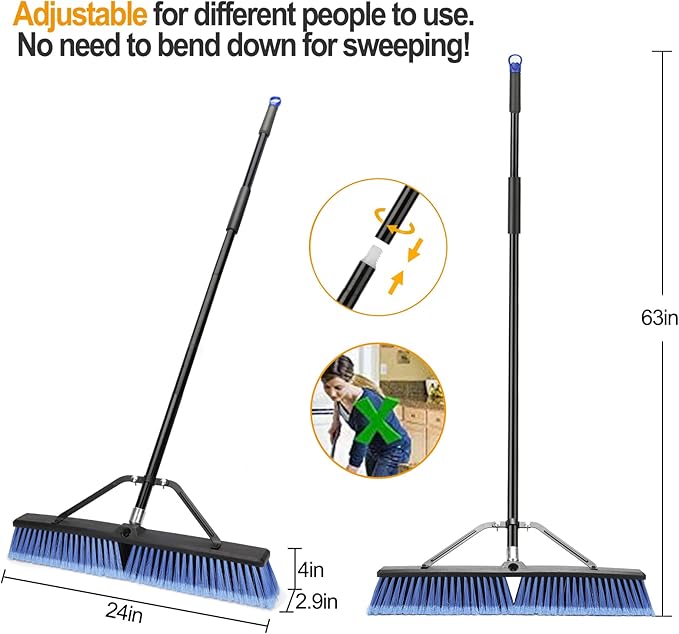 24 inches Push Broom Outdoor for Deck Driveway Garage Yard Patio Concrete Floor - Image 7